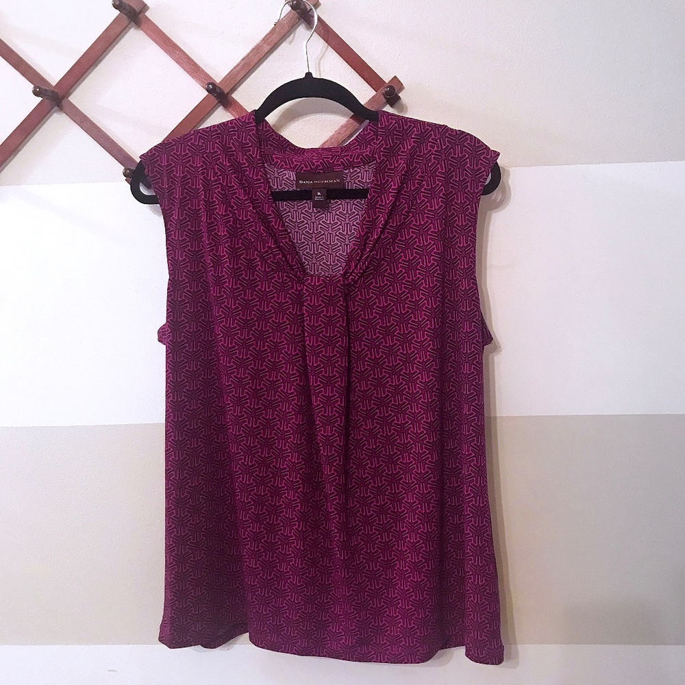 Dana Buchman Knot-Front Top XL - Fuchsia Pink